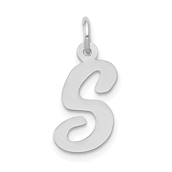 14k White Gold, Madison Collection, Medium Script Initial S Pendant - Picture 1 of 3